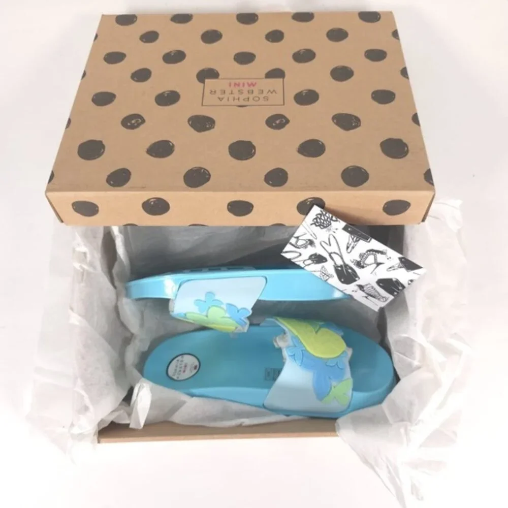 NWB SOPHIA‎ WEBSTER Mini Kid Girl Blue Butterfly Jelly Slide Sandal 31 EU/13 UK